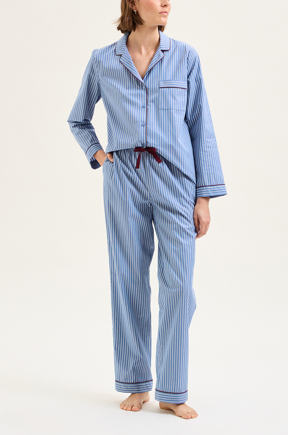 LAURENCE TAVERNIER Ensemble pyjama en popeline à rayures Femme BLEU 2
