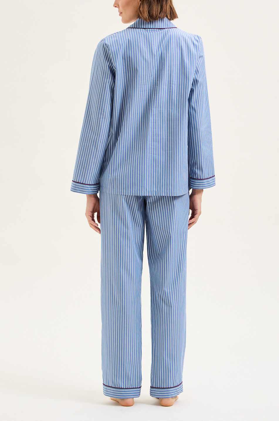 LAURENCE TAVERNIER Ensemble pyjama en popeline à rayures Femme BLEU 3