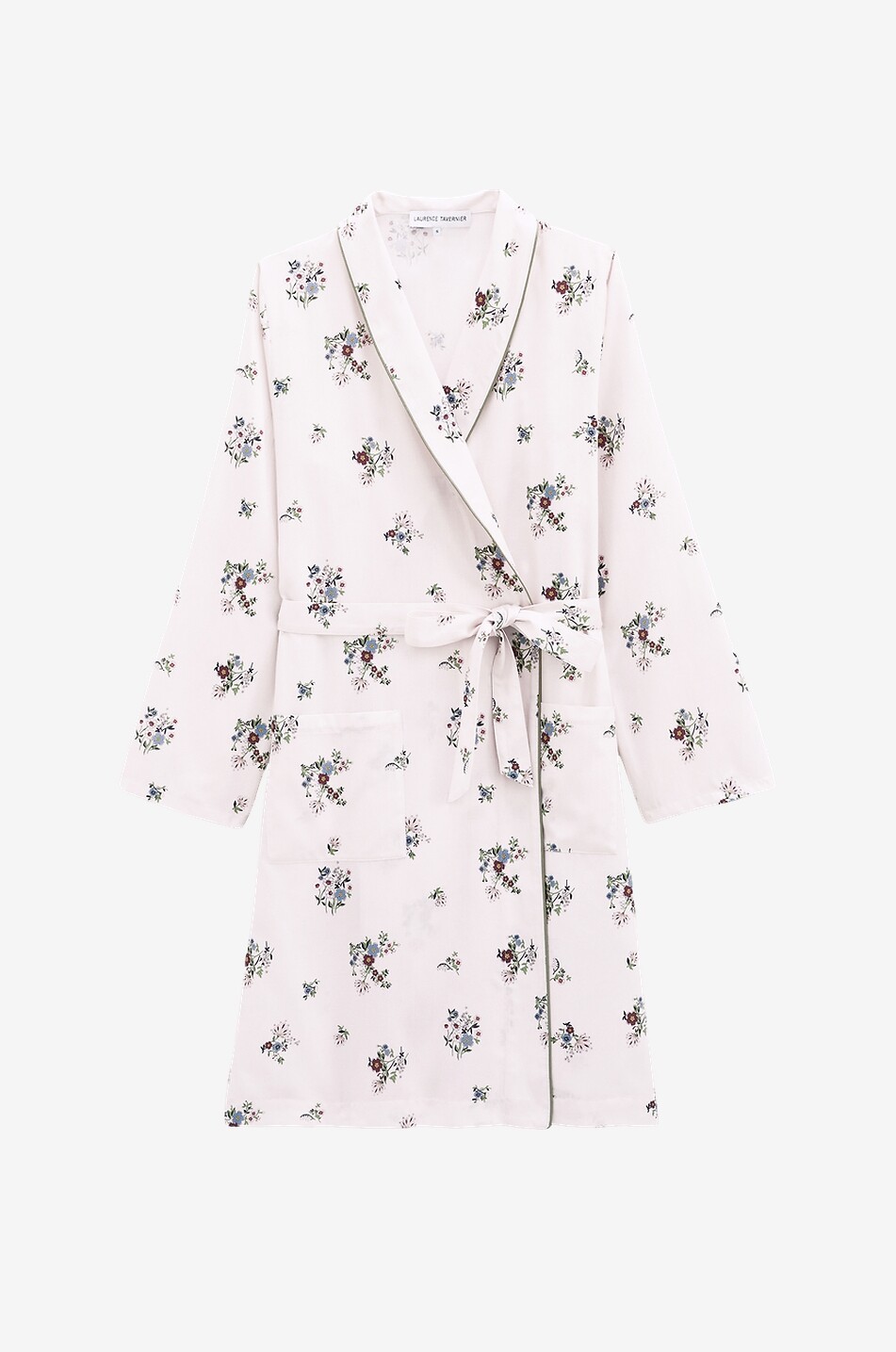 Peignoir court en crêpe à motif floral