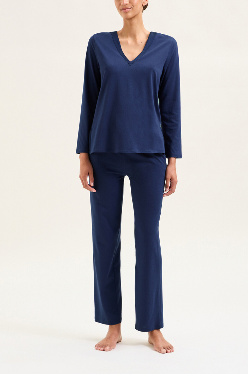 LAURENCE TAVERNIER Pyjama à col v en jersey Femme BLEU 2