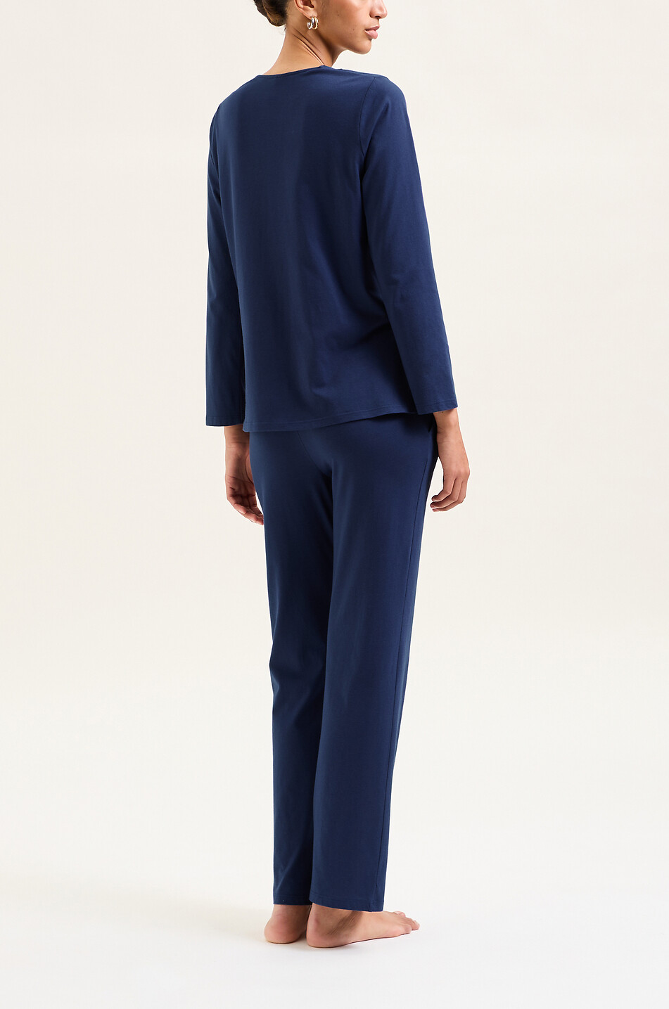 LAURENCE TAVERNIER Pyjama à col v en jersey Femme BLEU 3