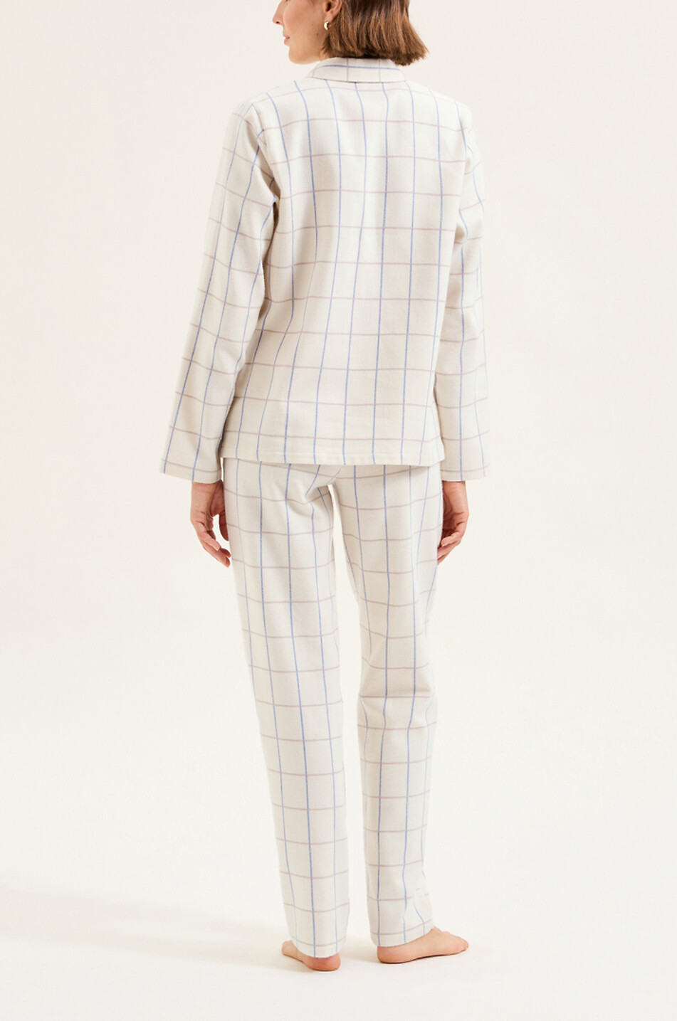 LAURENCE TAVERNIER Pyjama en flanelle à carreaux Femme BLANC CASSE 3