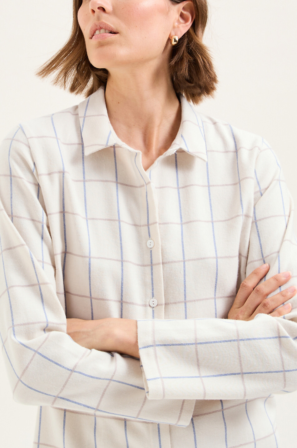 LAURENCE TAVERNIER Pyjama en flanelle à carreaux Femme BLANC CASSE 4