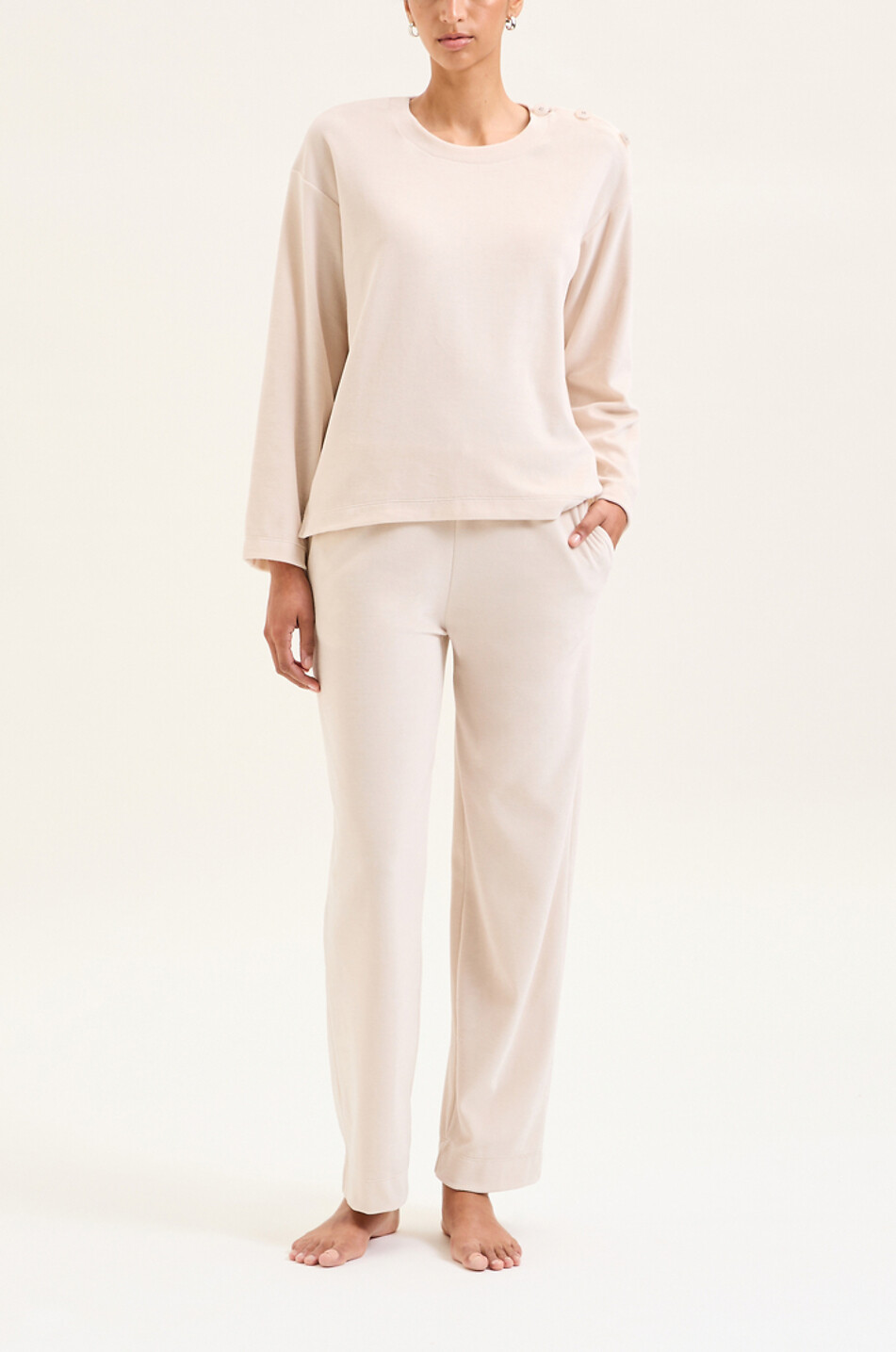 LAURENCE TAVERNIER Pantalon droit en maille velours Lena Femme BEIGE 2