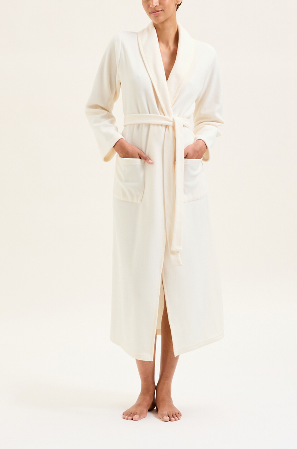 LAURENCE TAVERNIER Peignoir long en polaire Ninon Femme BLANC CASSE 2