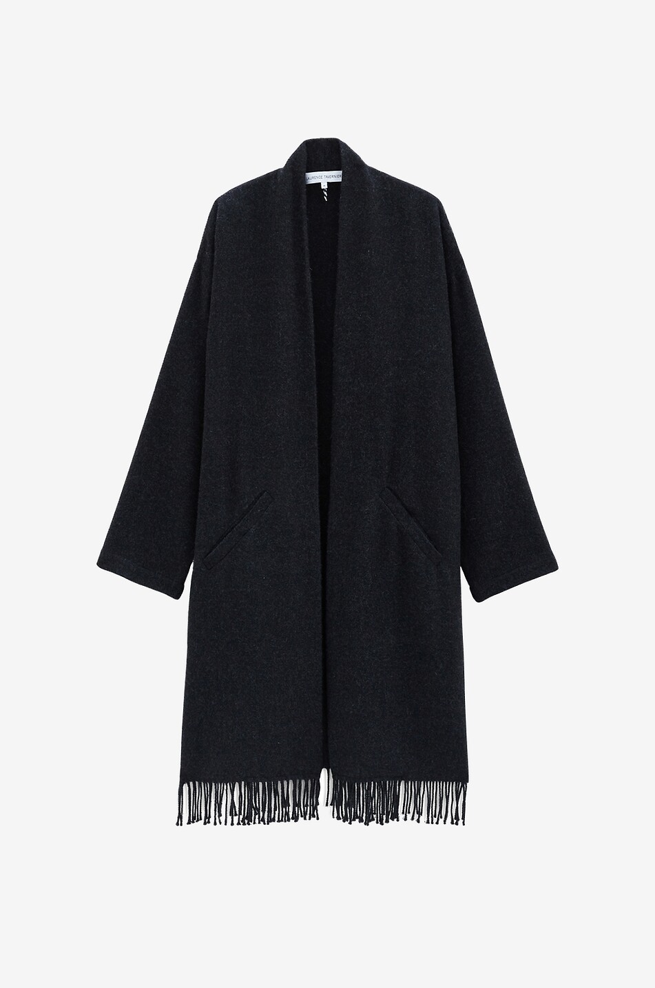 LAURENCE TAVERNIER Poncho long en laine à franges Laurence Femme GRIS FONCÉ 1