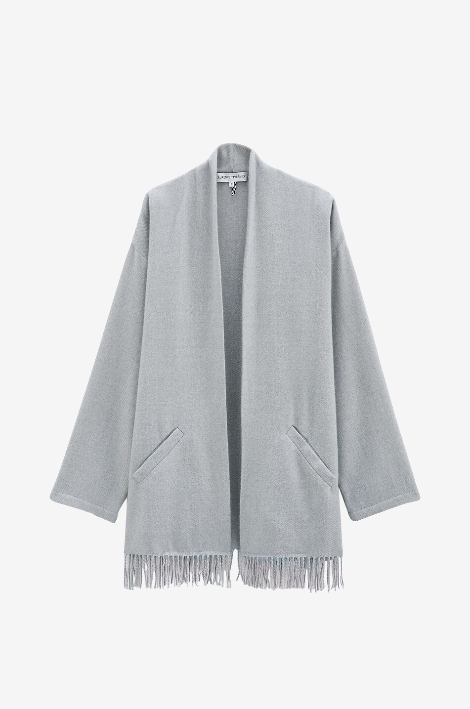 Poncho court en maille à franges Laurence