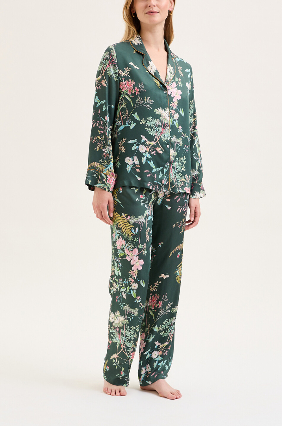 LAURENCE TAVERNIER Satin-Pyjama mit Blumenmuster Contes Damen GRÜN 2