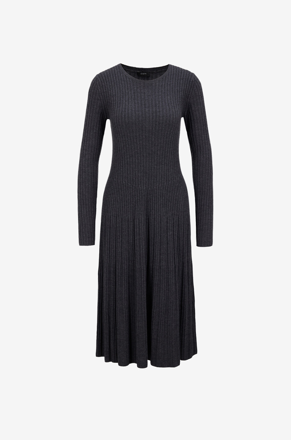 Midi-Kleid aus Merinowolle mit Rundhalsausschnitt
