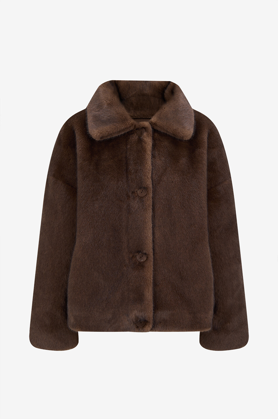 Short faux fur coat with shirt collar