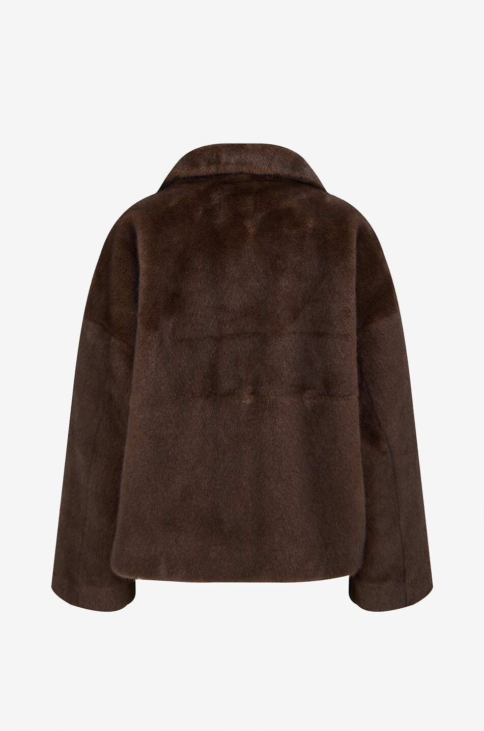 HEMISPHERE Short faux fur coat with shirt collar Women BROWN 2