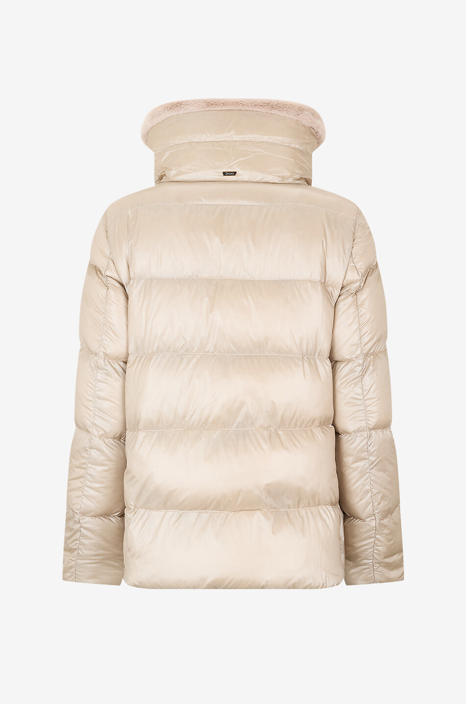 HERNO Quilted short puffer jacket with fur collar Women BEIGE 2