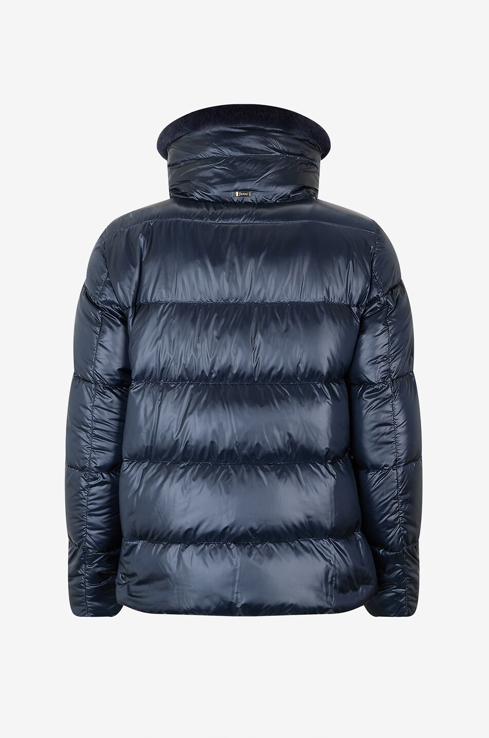 HERNO Quilted short puffer jacket with fur collar Women DARK BLUE 2