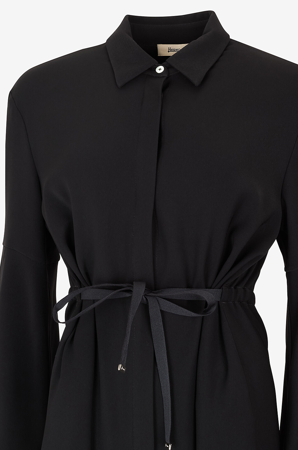 HERNO Mid-length crepe dress with shirt collar Women BLACK 3