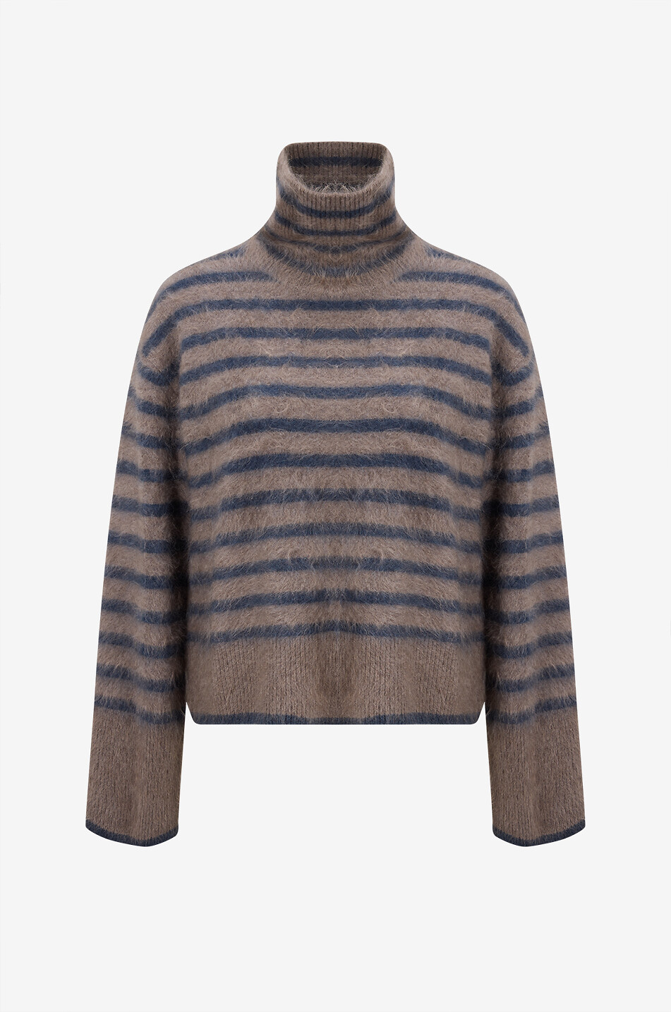 Pull en maille duveteuse à col roulé Floren Stripes LISA YANG