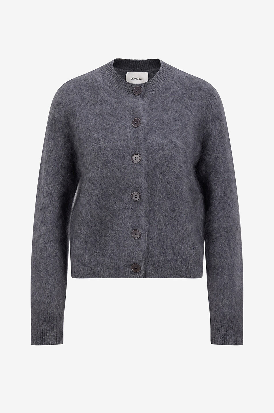 Kurzer Rundhals-Cardigan aus flauschigem Strickgewebe Azalea