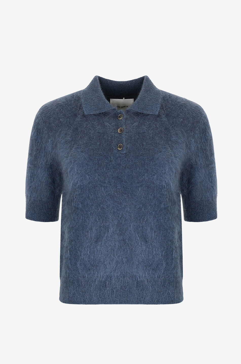 LISA YANG Carolyn fluffy cashmere knit polo shirt Women DARK BLUE 1
