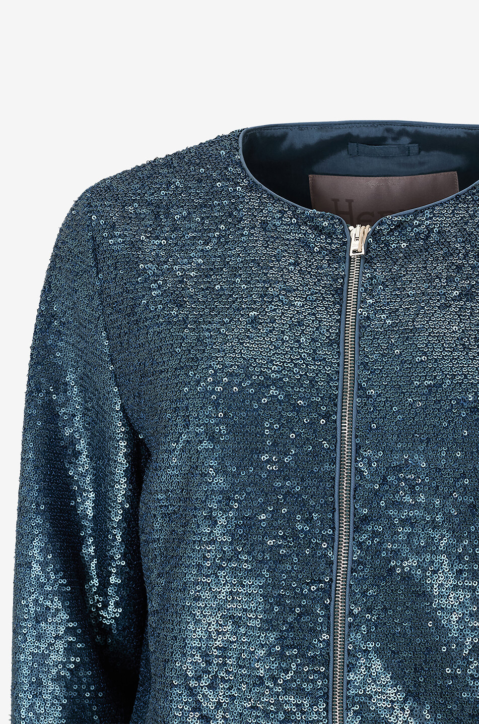HERNO Resort lightweight short sequin jacket Women DARK BLUE 7