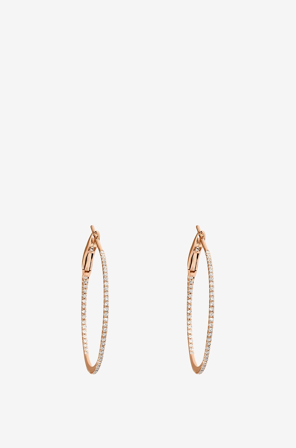 VANRYCKE Officiel single pink gold and diamond hoop earring - 25mm Women PINK 3