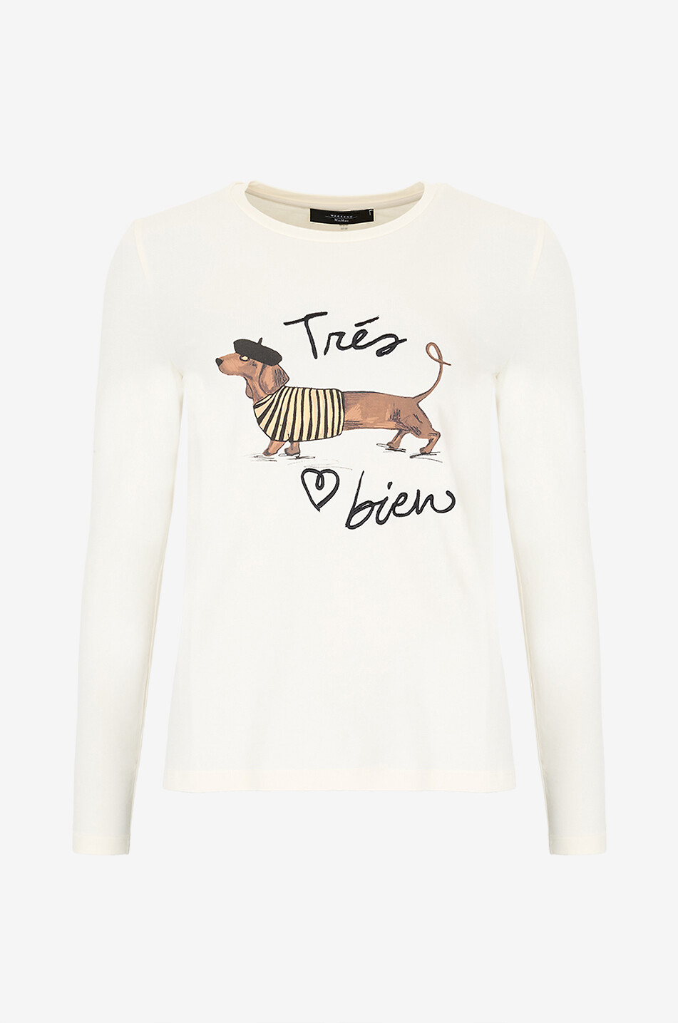 WEEKEND MAX MARA Renoir embroidered jersey crew neck bodysuit Women Light beige 1