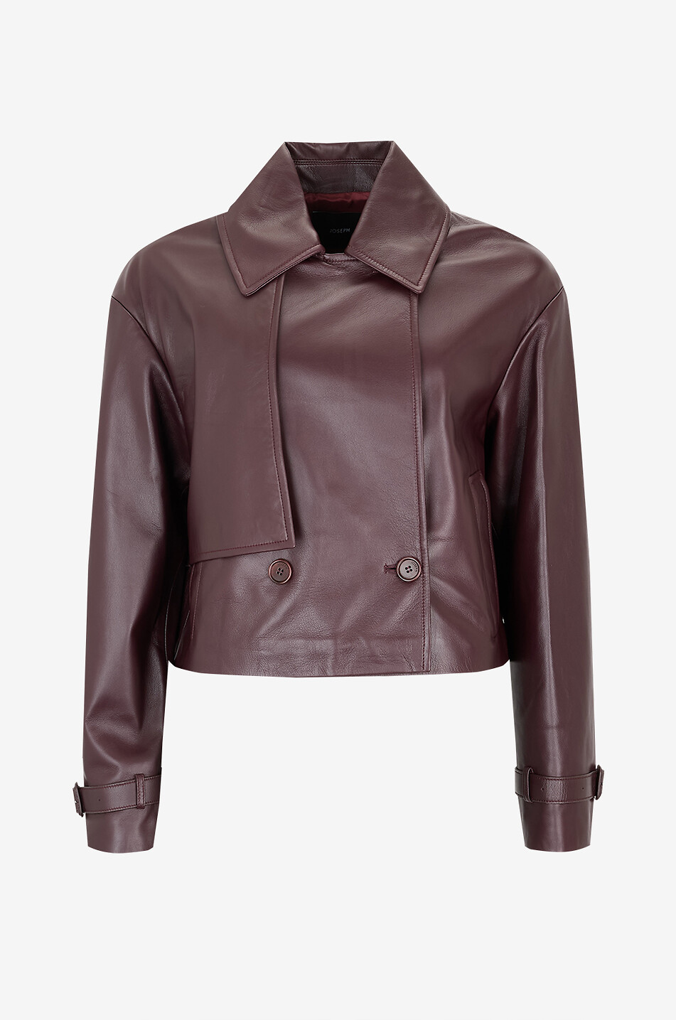 Veste courte en cuir à col chemise Blaise