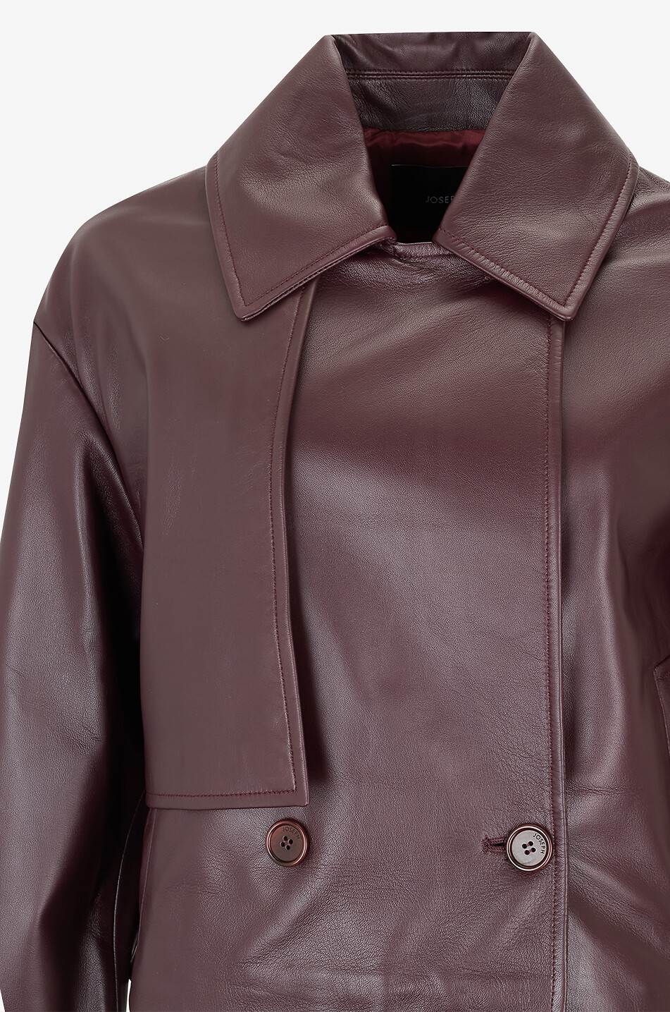 JOSEPH Veste courte en cuir à col chemise Blaise Femme ROUGE FONCÉ 3