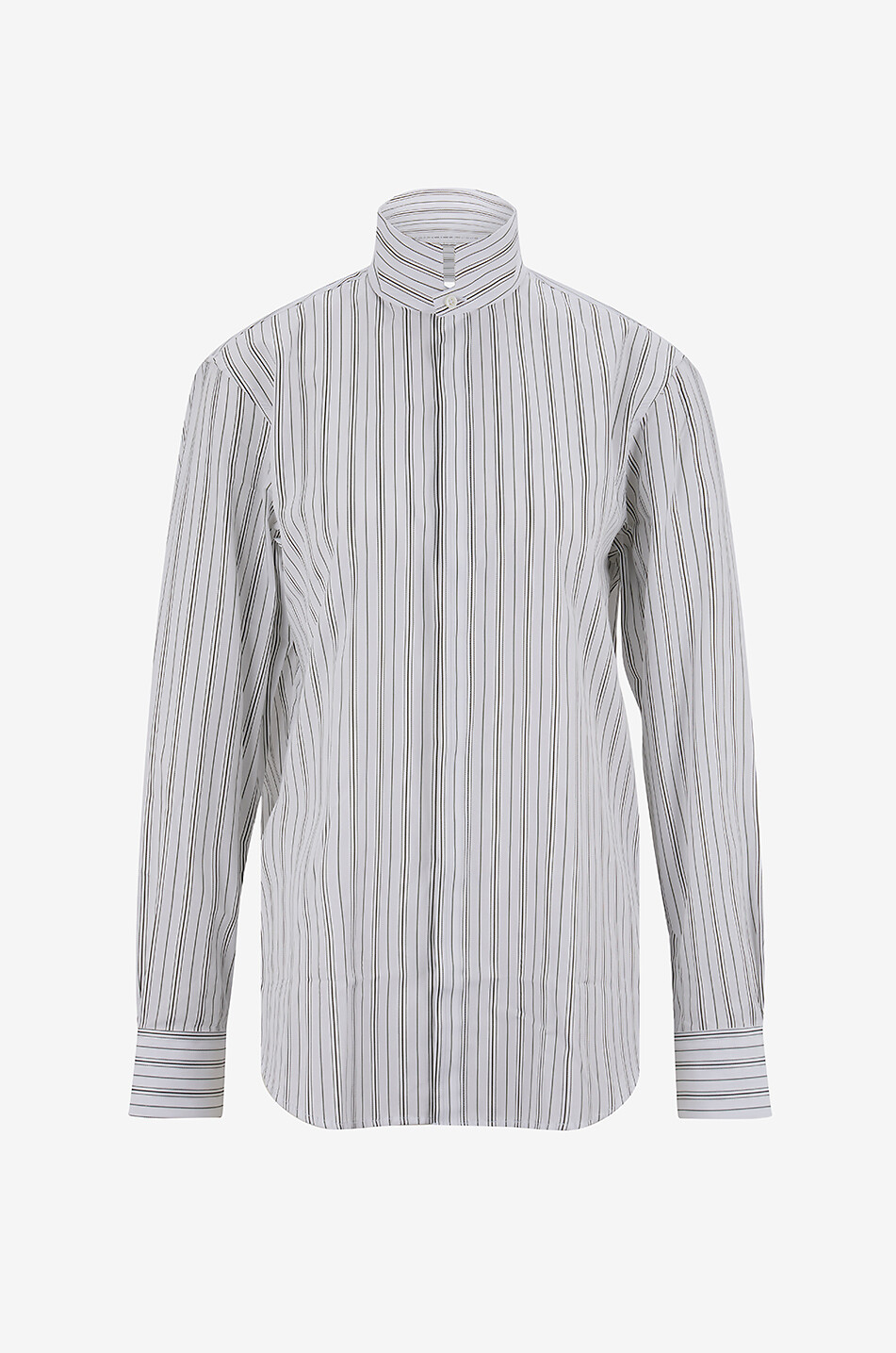 BOURRIENNE PARIS X Stehkragen-Hemd aus gestreifter Popeline Amazon Damen GRÜN 1