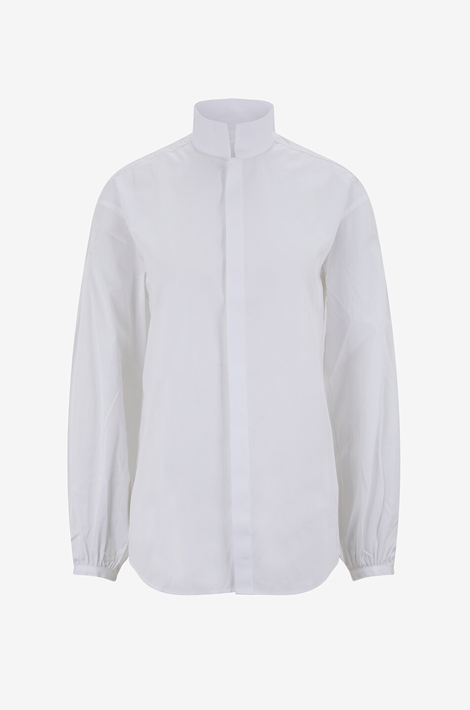 Chemise en popeline à col mao manches bouffantes Poetesse