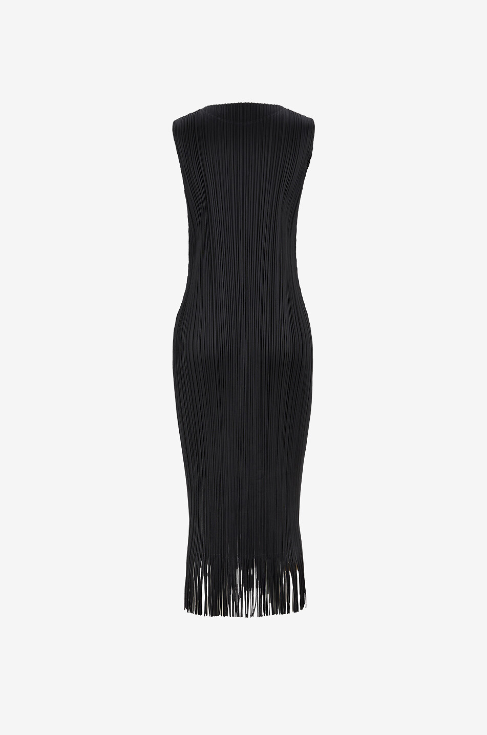 PLEATS PLEASE Gerafftes Midi-Kleid aus Waffelkrepp mit Rundhalsausschnitt August Del Wave Damen SCHWARZ 2