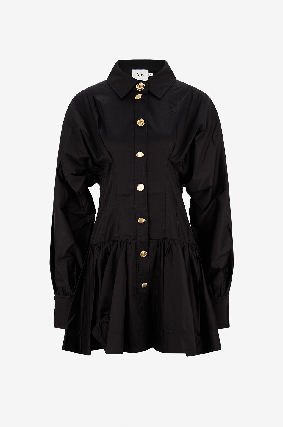 AJE Robe courte satinée à col chemise Alexa Femme NOIR 1