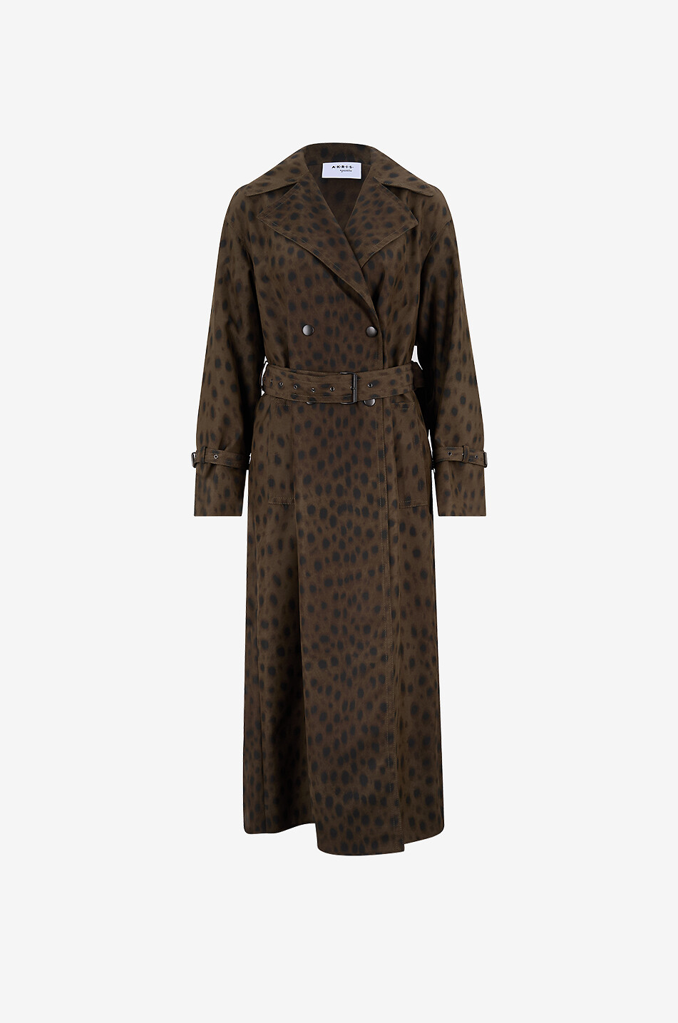 AKRIS PUNTO Long technical fabric animal print trench coat Women DARK BROWN 1