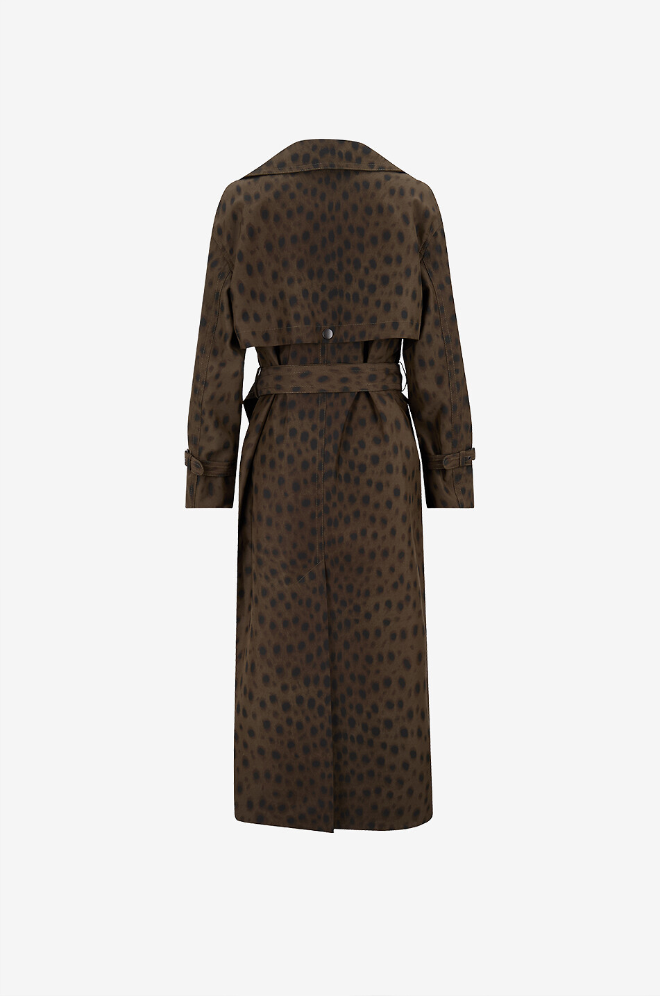 AKRIS PUNTO Long technical fabric animal print trench coat Women DARK BROWN 2