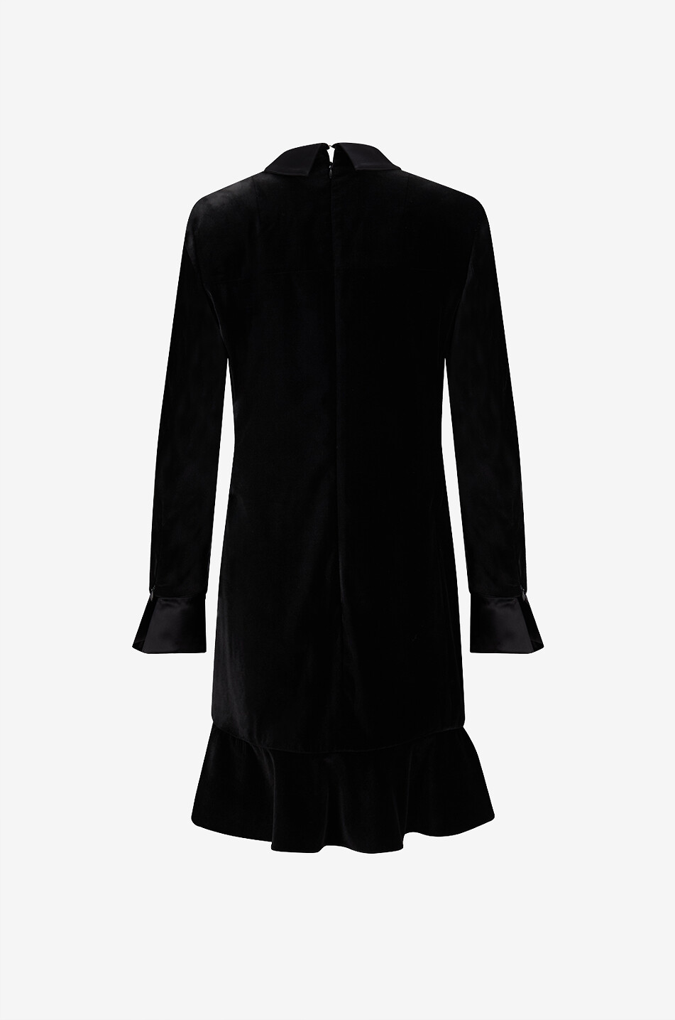 AKRIS PUNTO Velvet midi shirt collar dress Women BLACK 2