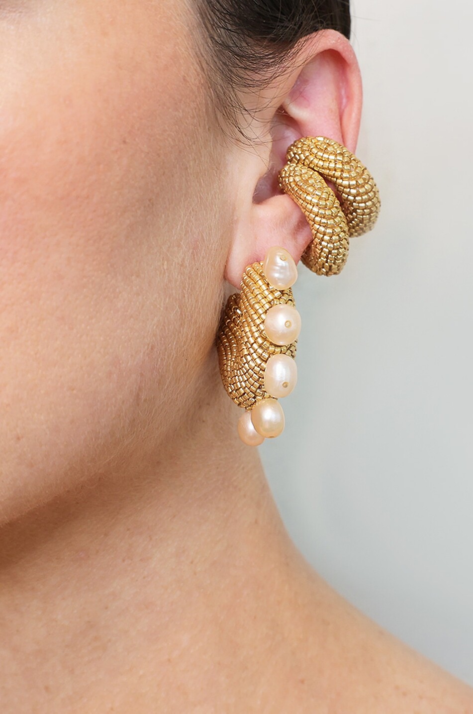 SUSANA VEGA Créoles en perles de verre Solito Pearled Femme DORE 3