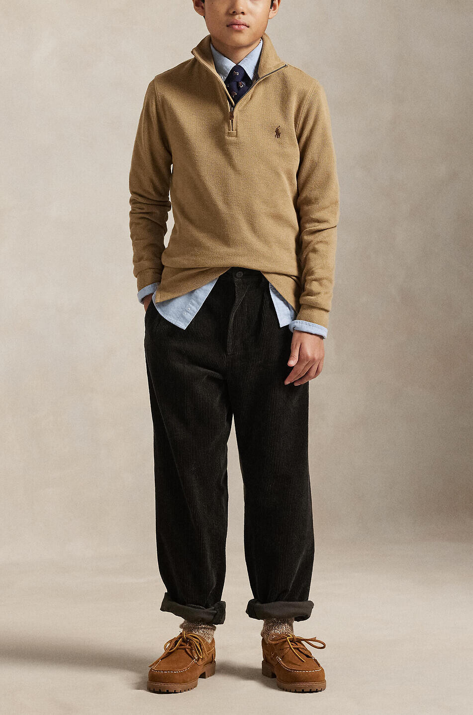 POLO RALPH LAUREN Estate-Rib quarter-zip boys' sweatshirt Boy CAMEL 3