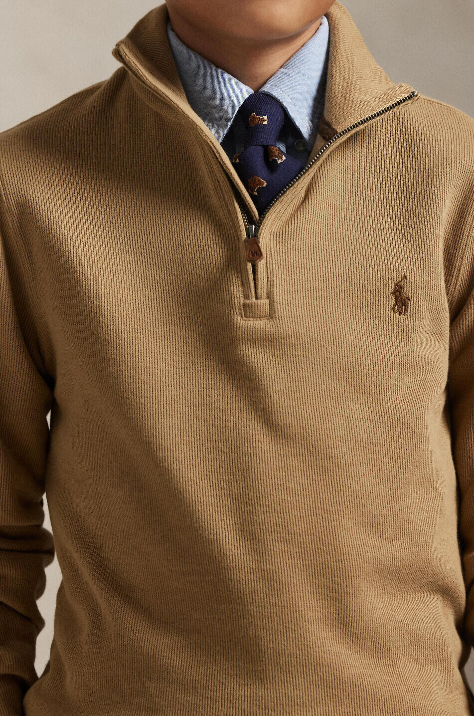 POLO RALPH LAUREN Estate-Rib quarter-zip boys' sweatshirt Boy CAMEL 4