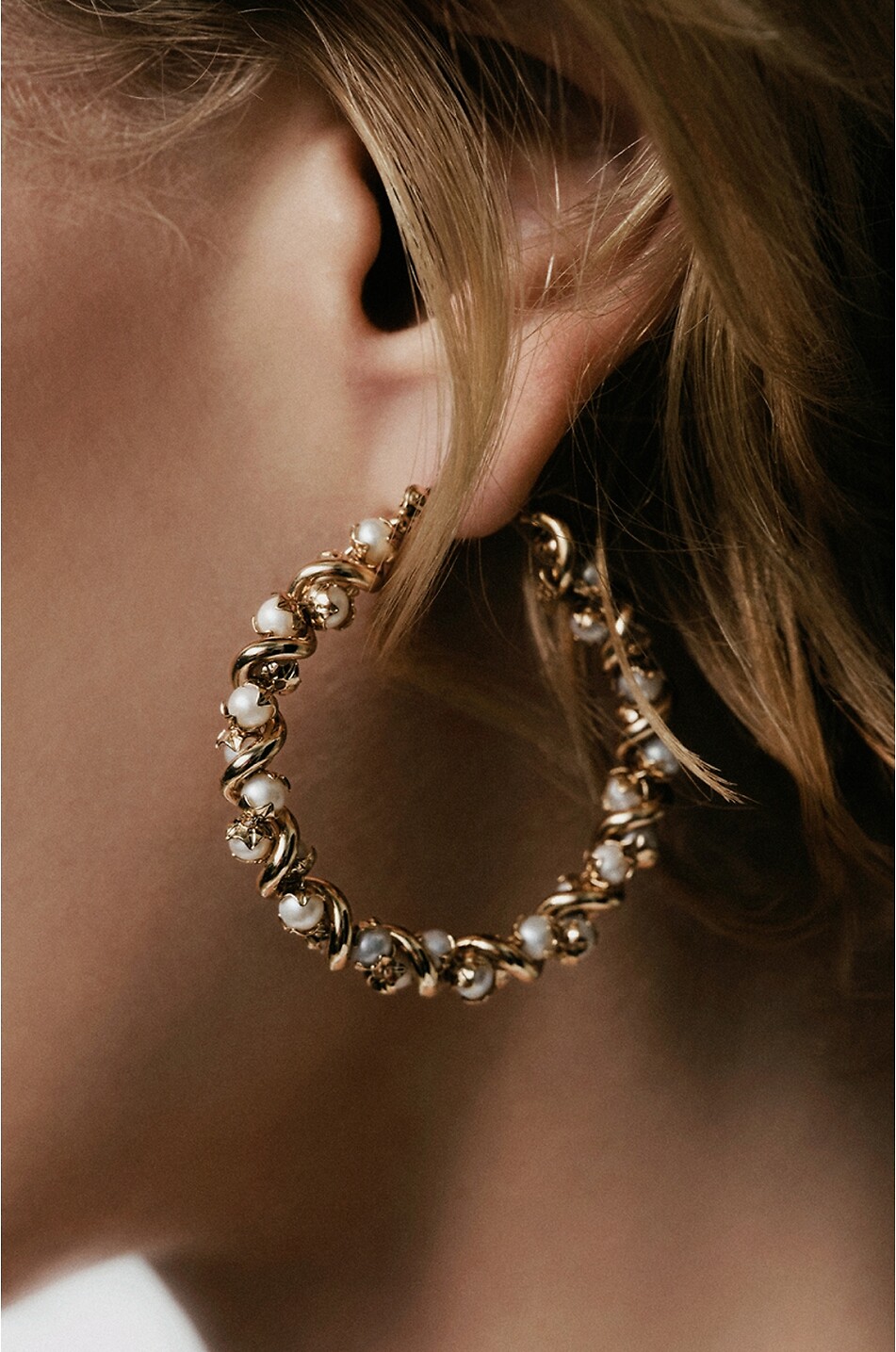 GAS BIJOUX Créoles dorées ornées de perles Eurydice Modèle Moyen Femme DORE 3