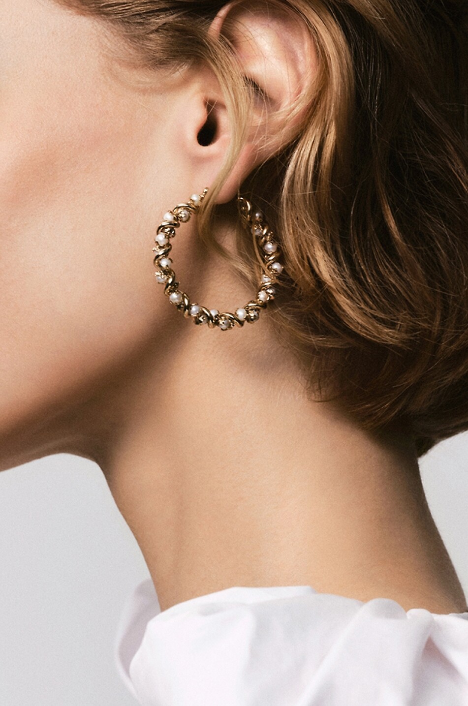 GAS BIJOUX Créoles dorées ornées de perles Eurydice Modèle Moyen Femme DORE 2