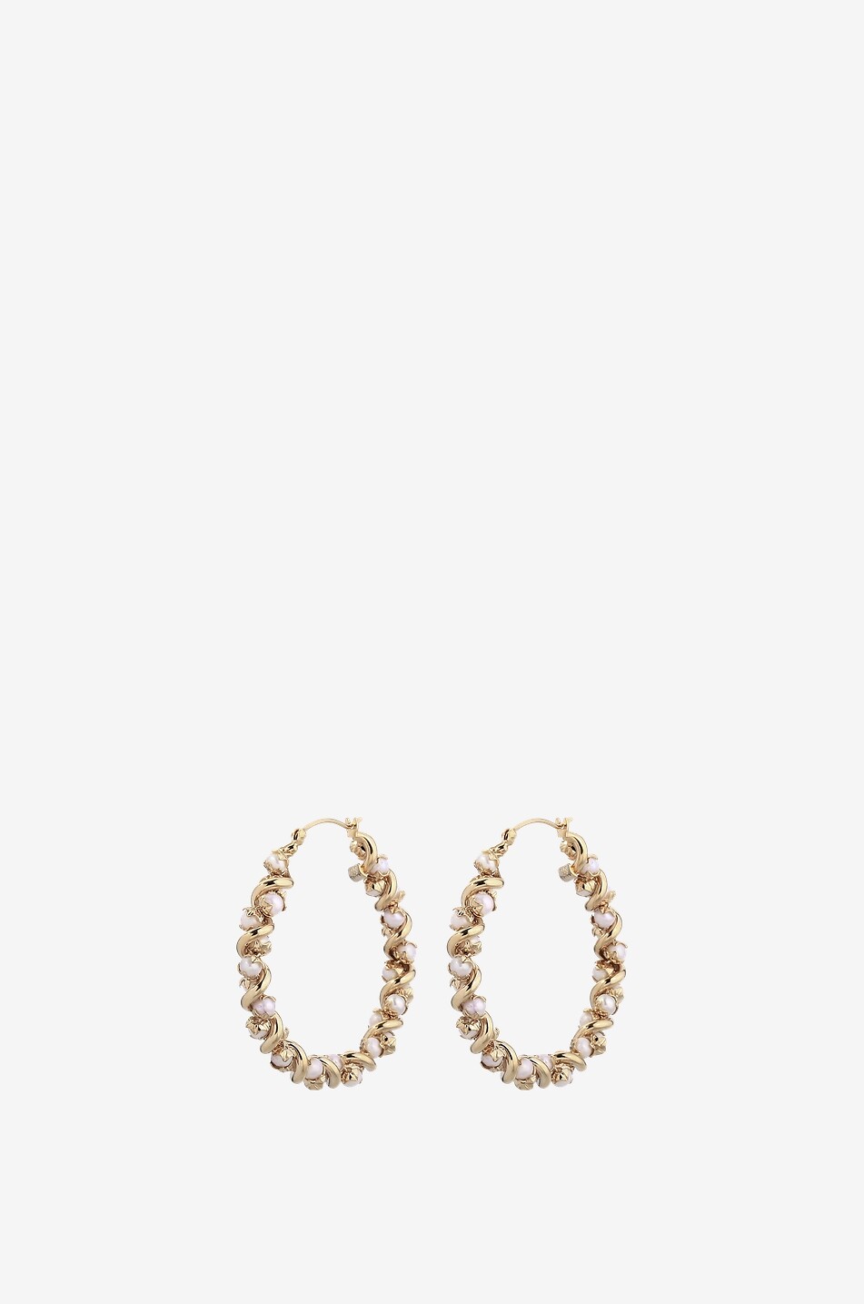 GAS BIJOUX Créoles dorées ornées de perles Eurydice Modèle Moyen Femme DORE 1