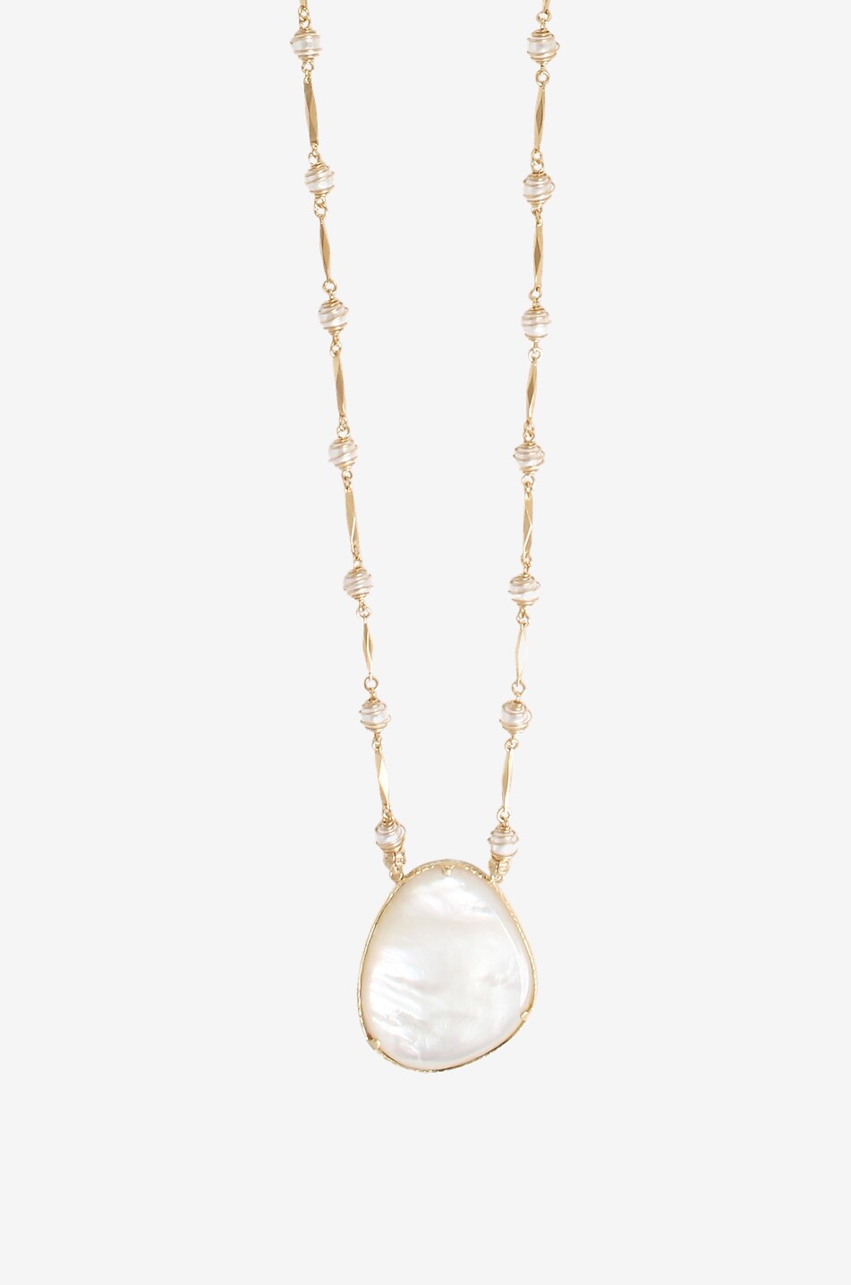 GAS BIJOUX Lange goldene Halskette mit Perlmutt Perla Gipsea Grand Modèle Damen GOLDEN 2