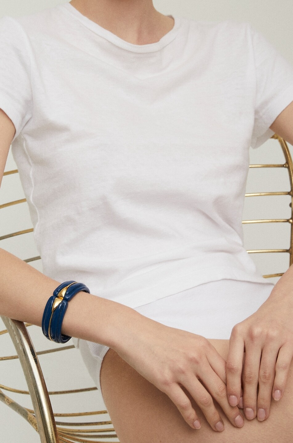 GAS BIJOUX Ecume acetate cuff with gold-tone lozenge Women BLUE 3
