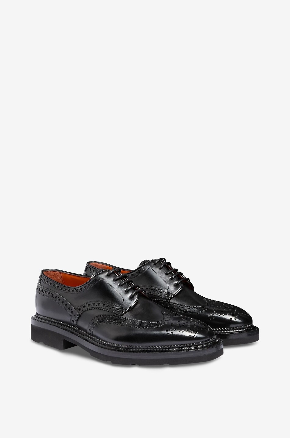 SANTONI Mocassins en cuir brillant à perforations Emil Homme NOIR 2