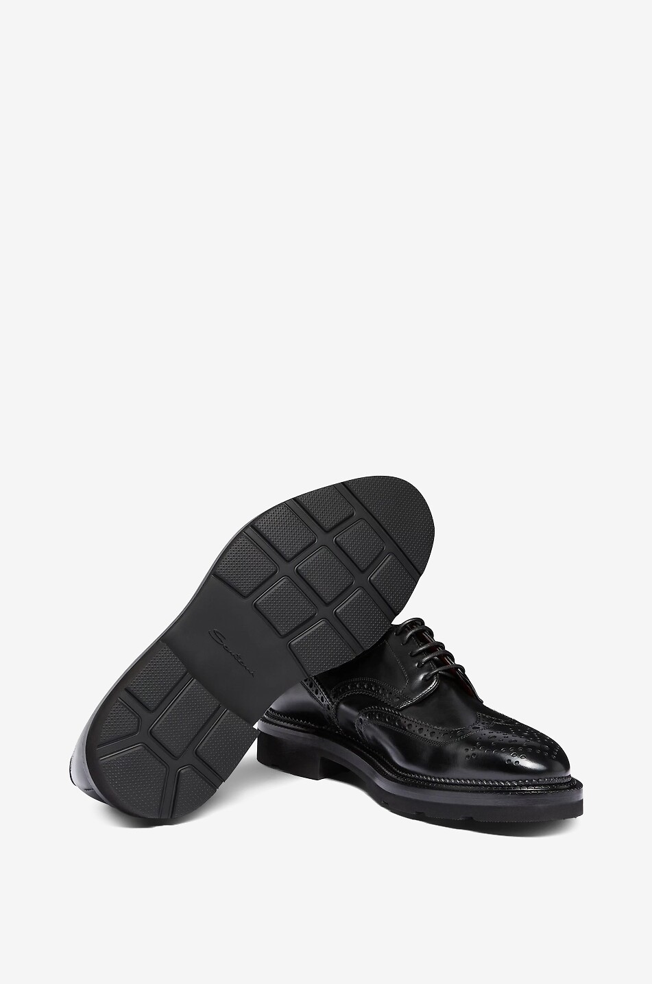 SANTONI Mocassins en cuir brillant à perforations Emil Homme NOIR 3