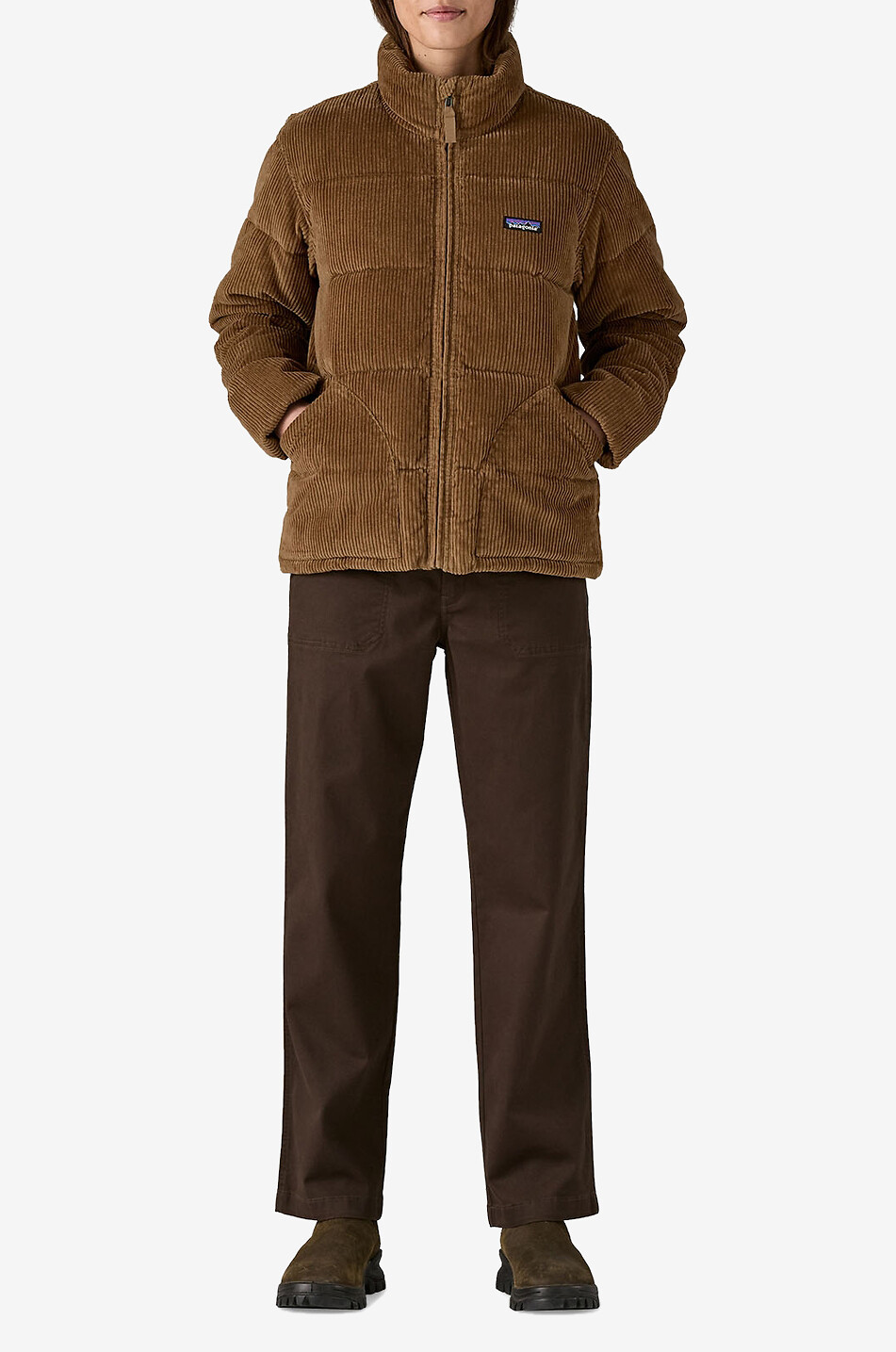 PATAGONIA Hochwertige Steppjacke mit Stehkragen aus Cord Damen BRAUN 4