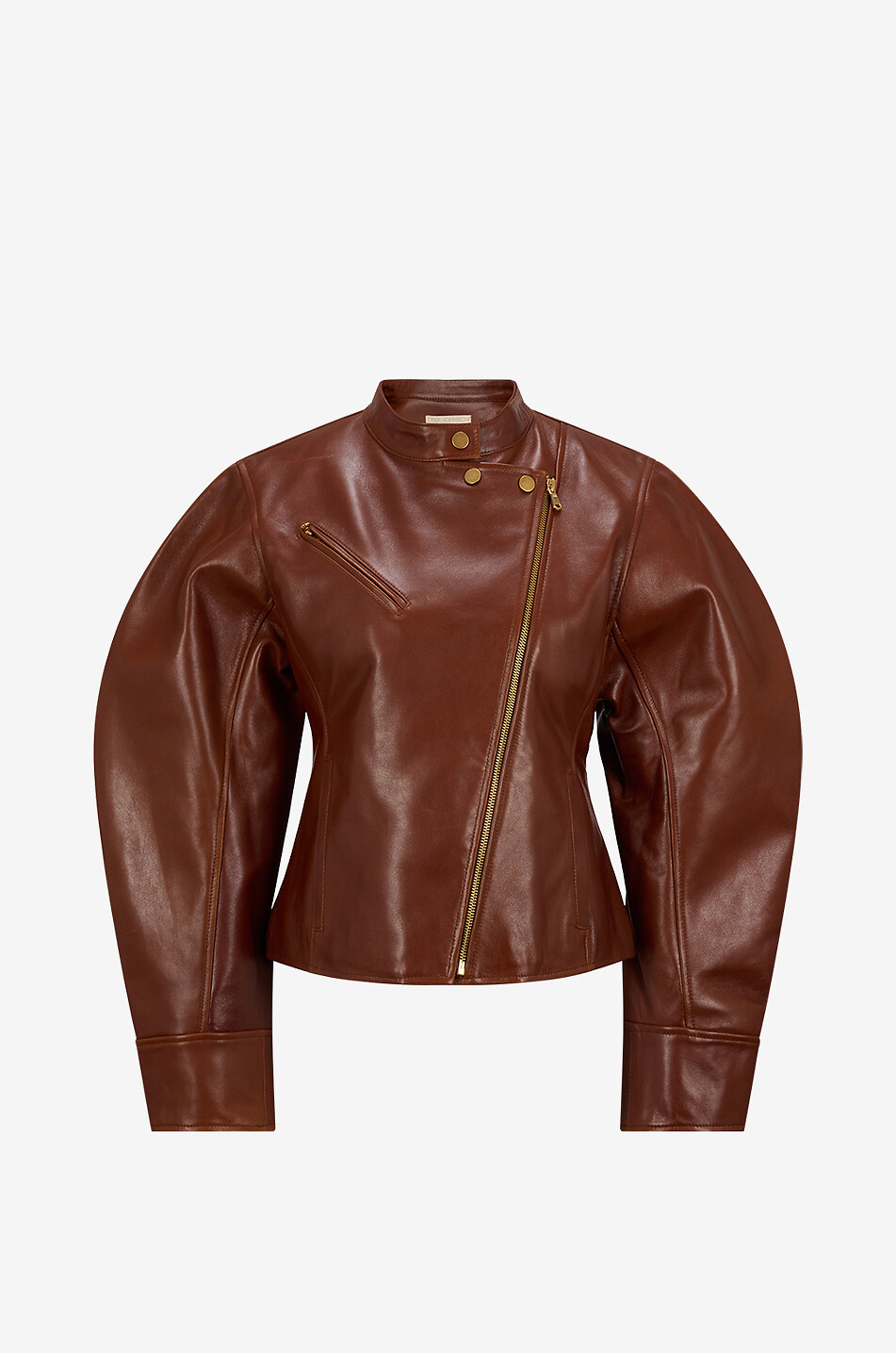 ULLA JOHNSON Veste courte en cuir à col boutonné Ilaria Femme MARRON 1