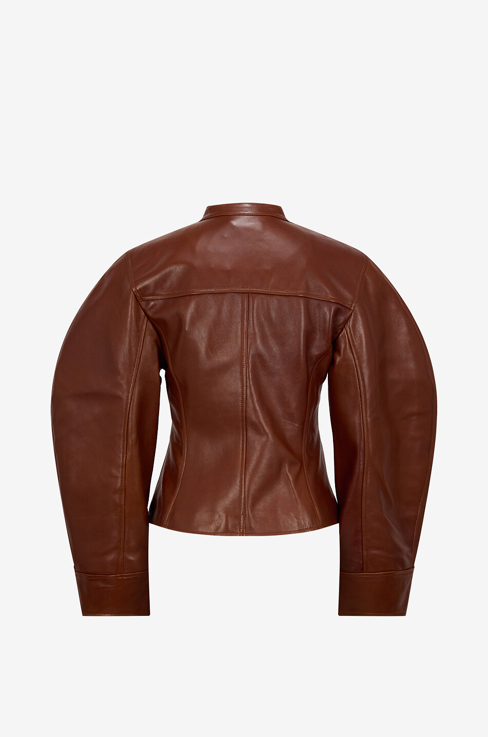 ULLA JOHNSON Veste courte en cuir à col boutonné Ilaria Femme MARRON 2
