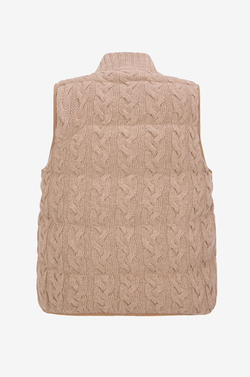 BONGÉNIE Gilet en maille pailletée à col montant Femme Beige moyen 3