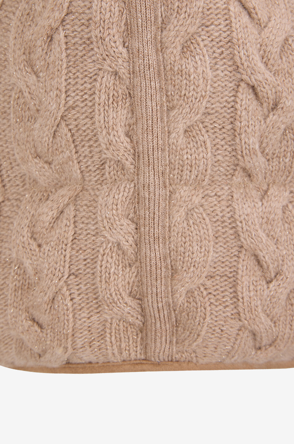 BONGÉNIE Gilet en maille pailletée à col montant Femme Beige moyen 5