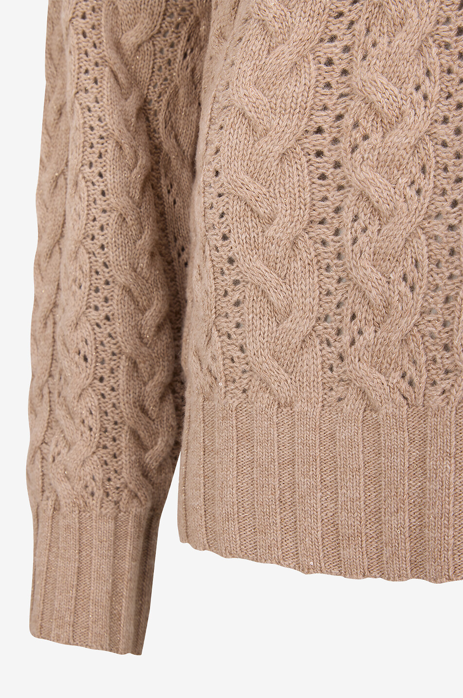 BONGENIE Gestrickter V-Ausschnitt Pullover mit Pailletten Damen Mittle beige 3