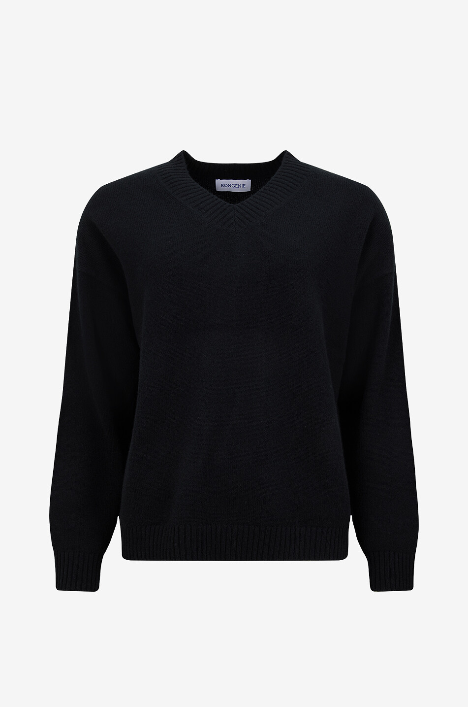 BONGÉNIE Pull à col V en maille oversize Femme NOIR 1